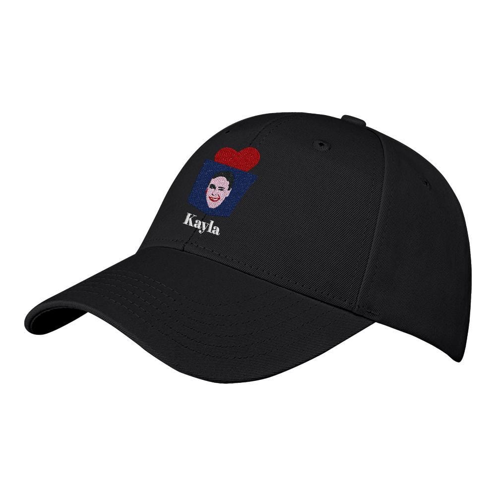 Custom Engraved Photo Baseball Cap Black with Metal Button - Image 2