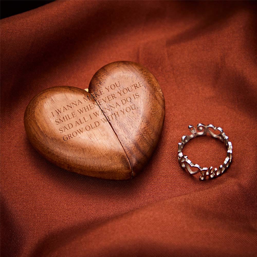 Secret Engraved Heart Flip Ring Box Personalized Unique Jewelry Ring Box - Image 2