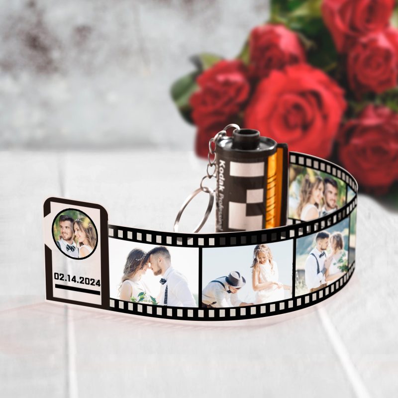 Custom Photo Film Roll Keychain With Text Memory Camera Keychain Valentine’s Day Gifts For Couples