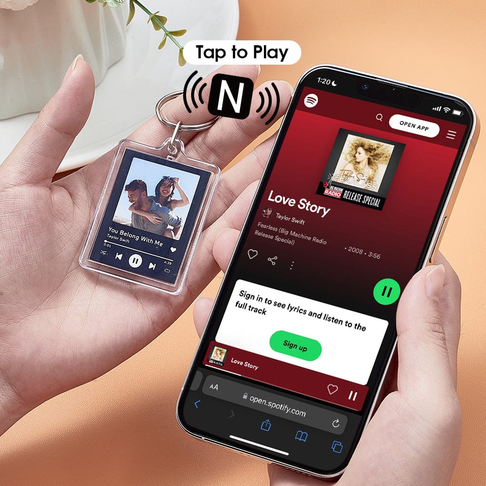 Custom Spotify Music Keychain Tap to Play NFC Tag Keychain Unique Gift for Lover - Image 2