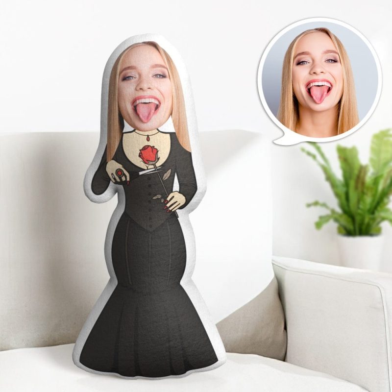 Personalized Face Minime Throw Pillow Halloween Horror Queen Gift For Her