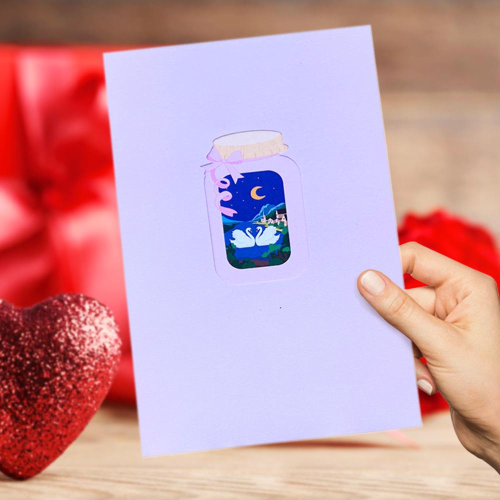 Anime Valentines Cards 3D Pop Up Greeting Card Gifts Swan - Image 2