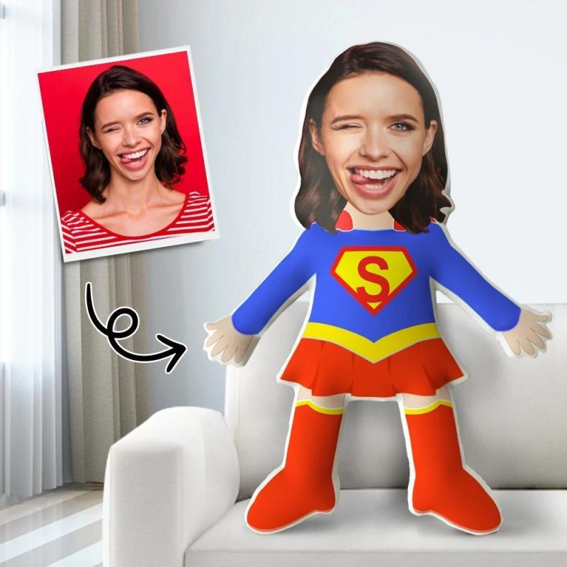 Custom Face Pillows Superwoman Throw Pillow Gifts for Her