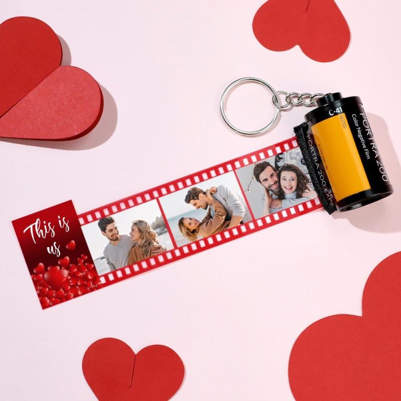 Custom Photo Film Roll Keychain This Is Us Theme Love Heart Camera Keychain Valentine’s Day Gift