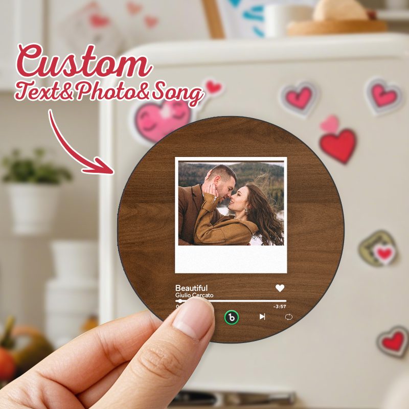 Custom Love Photo Music Fridge Magnet Custom Round Frame Album Fridge Magnet Anniversary Gifts Gifts for Couples
