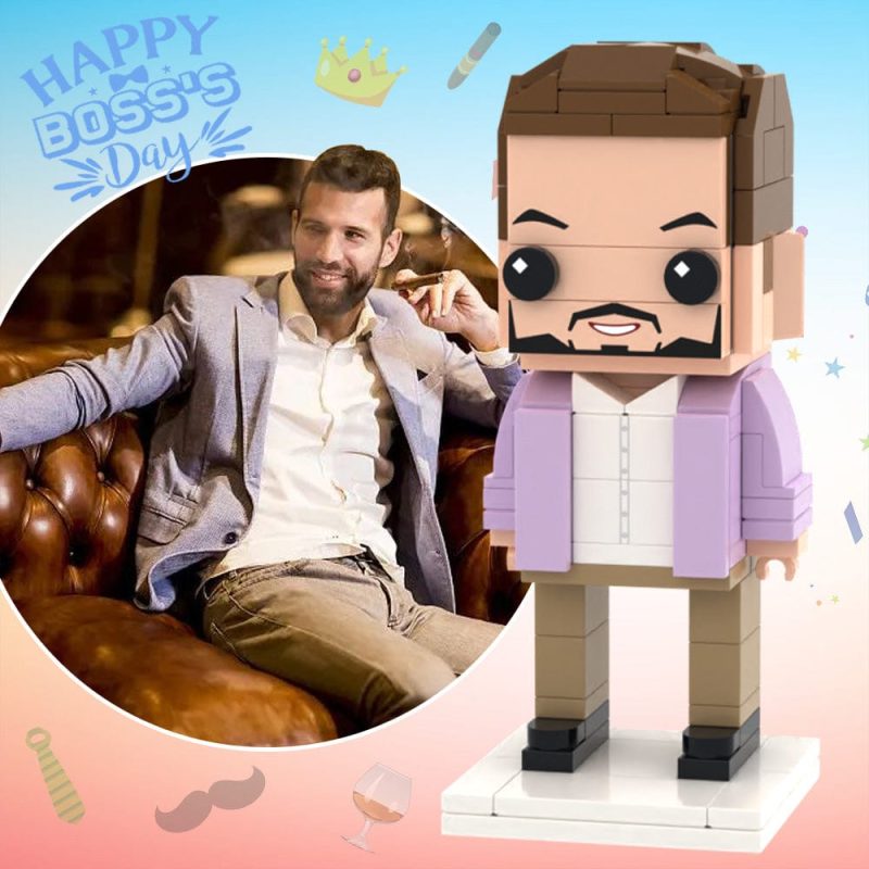 Boss’s Day Gift Idea Full Body Customizable 1 Person Custom Brick Figures Small Particle Block Toy