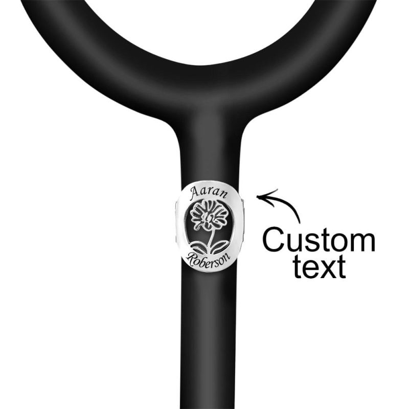 Custom Engraved Stethoscope With Hollow Out Birth Flower Stethoscope Decoration For Nurse