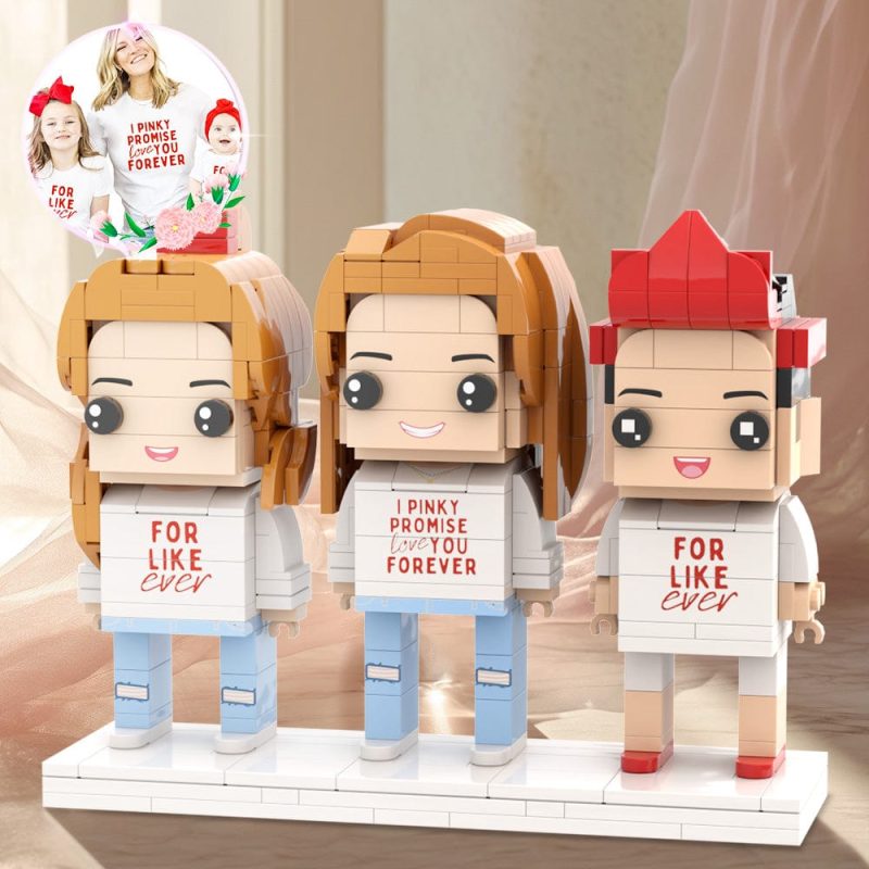 Gift For Mom Brick Figures Personalized Mother’s Day Gift For Mom And Kids Customizable Fully Body 3 People Custom Brick Figures