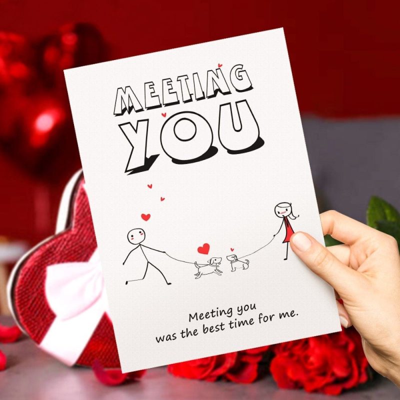 Custom Valentine’s Card Boy Meet Girl Card Comic Greeting Card For Girlfriend