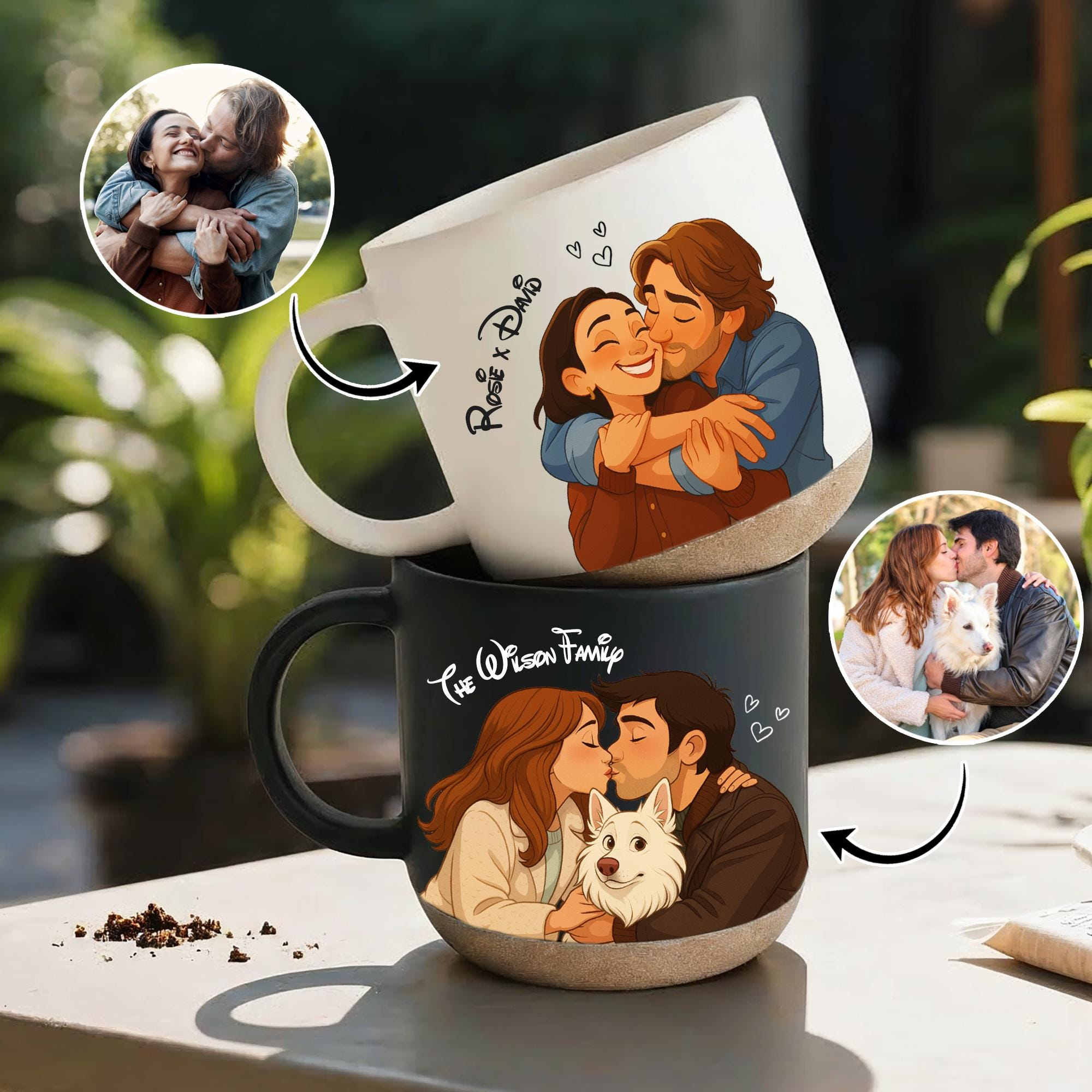 Custom Couple Portrait With Pet, Cat Portrait, Dog Portrait, Pet Memorial Art, Gift for Her, Custom Mug for Couple, Anniversary Gift for himUS
