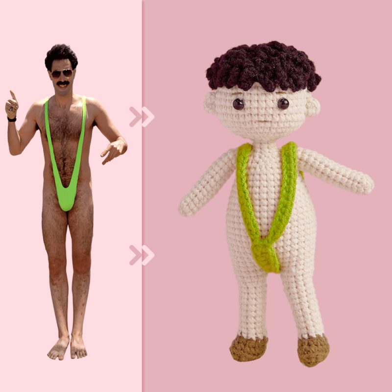 Full Body Customizable 1 Person Custom Crochet Doll Personalized Gifts Handwoven Mini Dolls – Funny Man Bikini