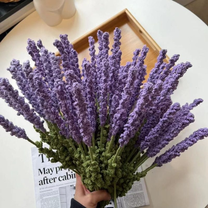 1pc Handmade Knitted Flower Lavender Crochet Flower Gift for Her