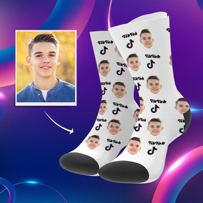 Tiktok Socks Personalized Picture Socks Custom TikTok Gifts 3 Sizes Christmas Gift