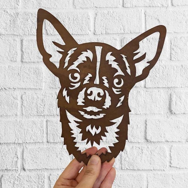 Dog Metal Wall Art Hanging Home Decor Puppy Pet Chihuahua