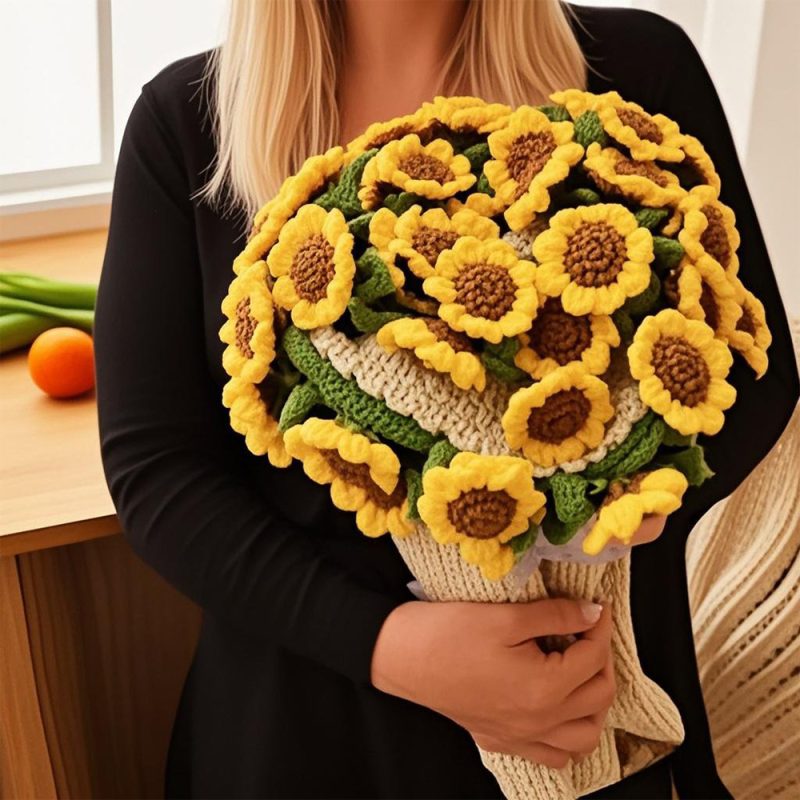 Hand-Knitted Rose Blanket DIY Kit & Ready-Made Gift for Mother’s Day Valentine’s Day