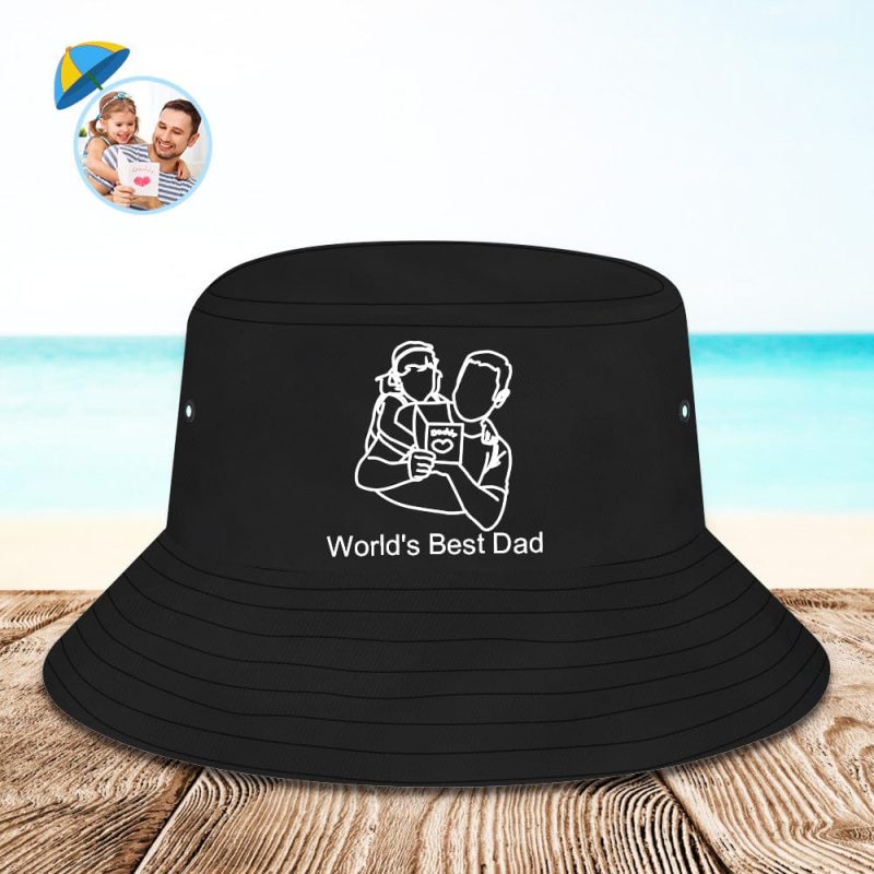 Personalized Bucket Hat Line Drawing Bucket Hat Sun Cap