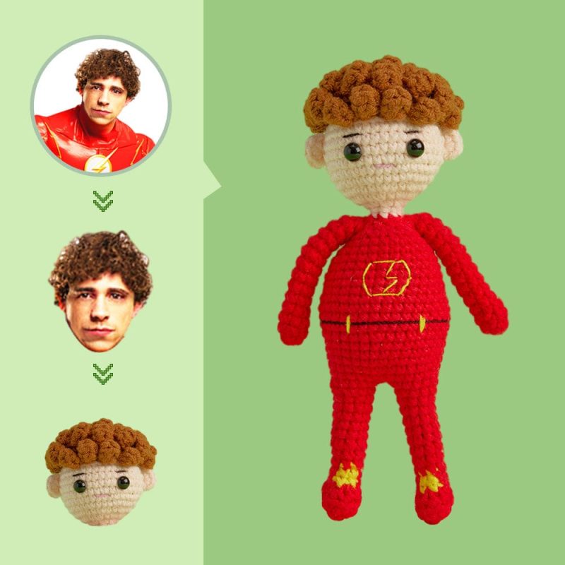 Custom Face Crochet Doll Personalized Gifts Handwoven Mini Dolls – Flash