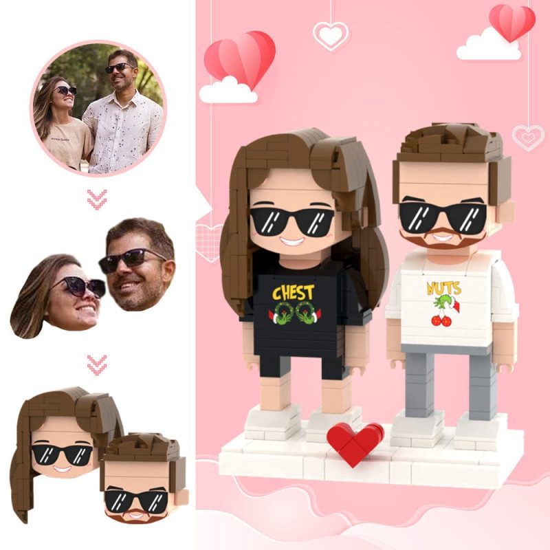Valentine’s Day Gifts Custom Head 2 People Cute Brick Figures Funny Couple Brick Figures