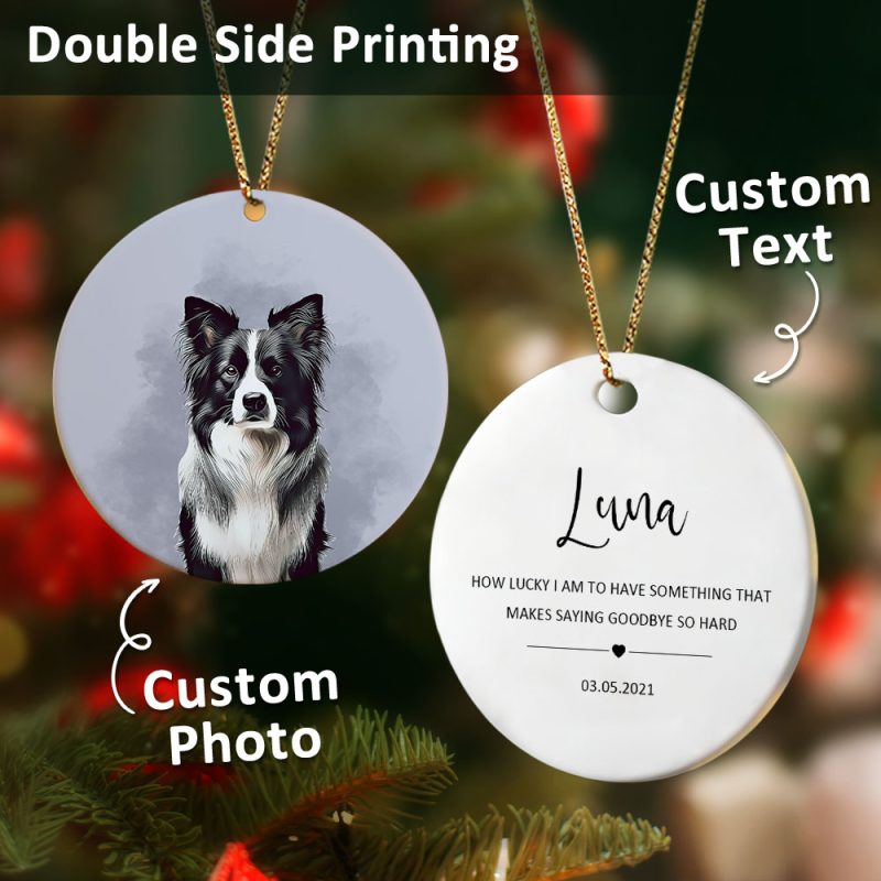 Personalized Pet Watercolor Ornament Using Pet’s Photo + Name – Custom Ornament Christmas Dog Ornament Personalized Dog Ornament Custom Dog