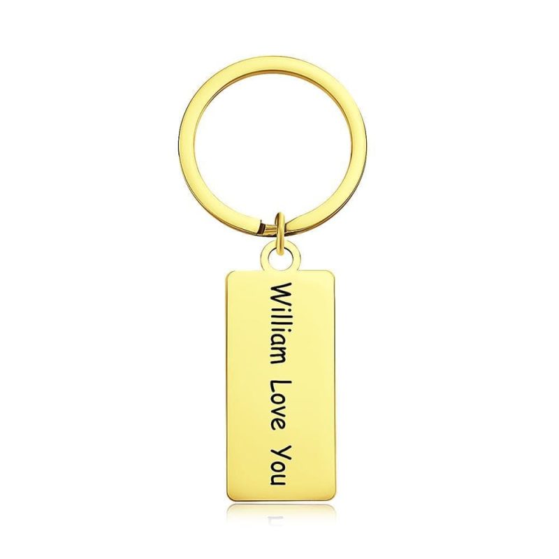Engraved Keychain Stainless Steel Couple’s Gifts Keychain Gifts Golden Color