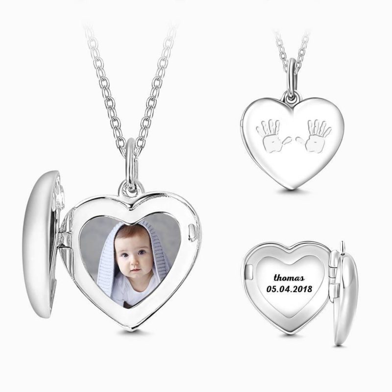 Heart Engraved Photo Necklace Mother’s Day Necklace