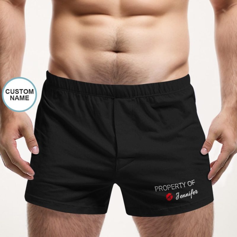 Custom Name Multicolor Boxer Shorts Property of You Personalized Photo Underwear Gift for Him