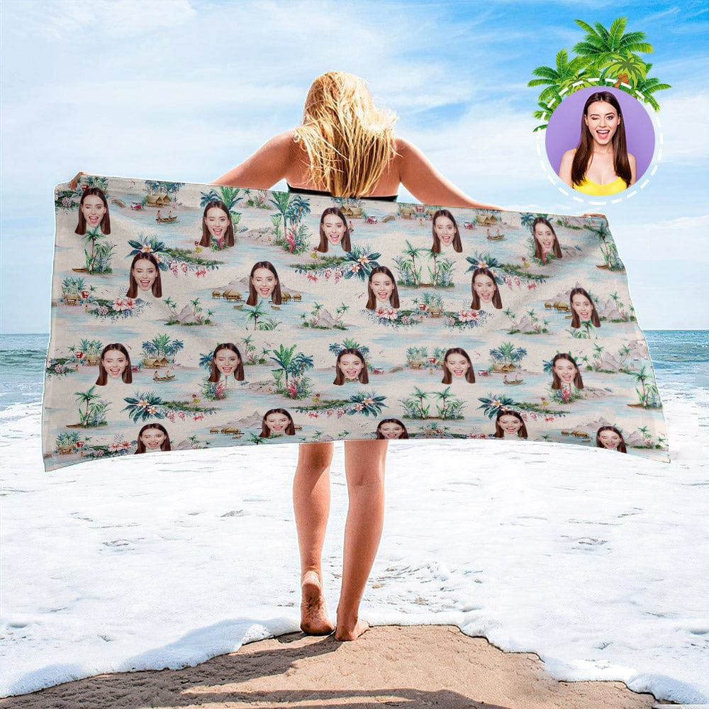 Personalized Beach Towels with Photo Custom Summer Flowers Beach Towel - Image 5