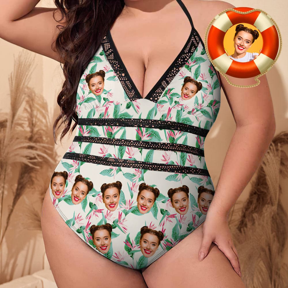 Personalized Bathing Suits With Face Plus Size Gifts for Her Hawaiian Style