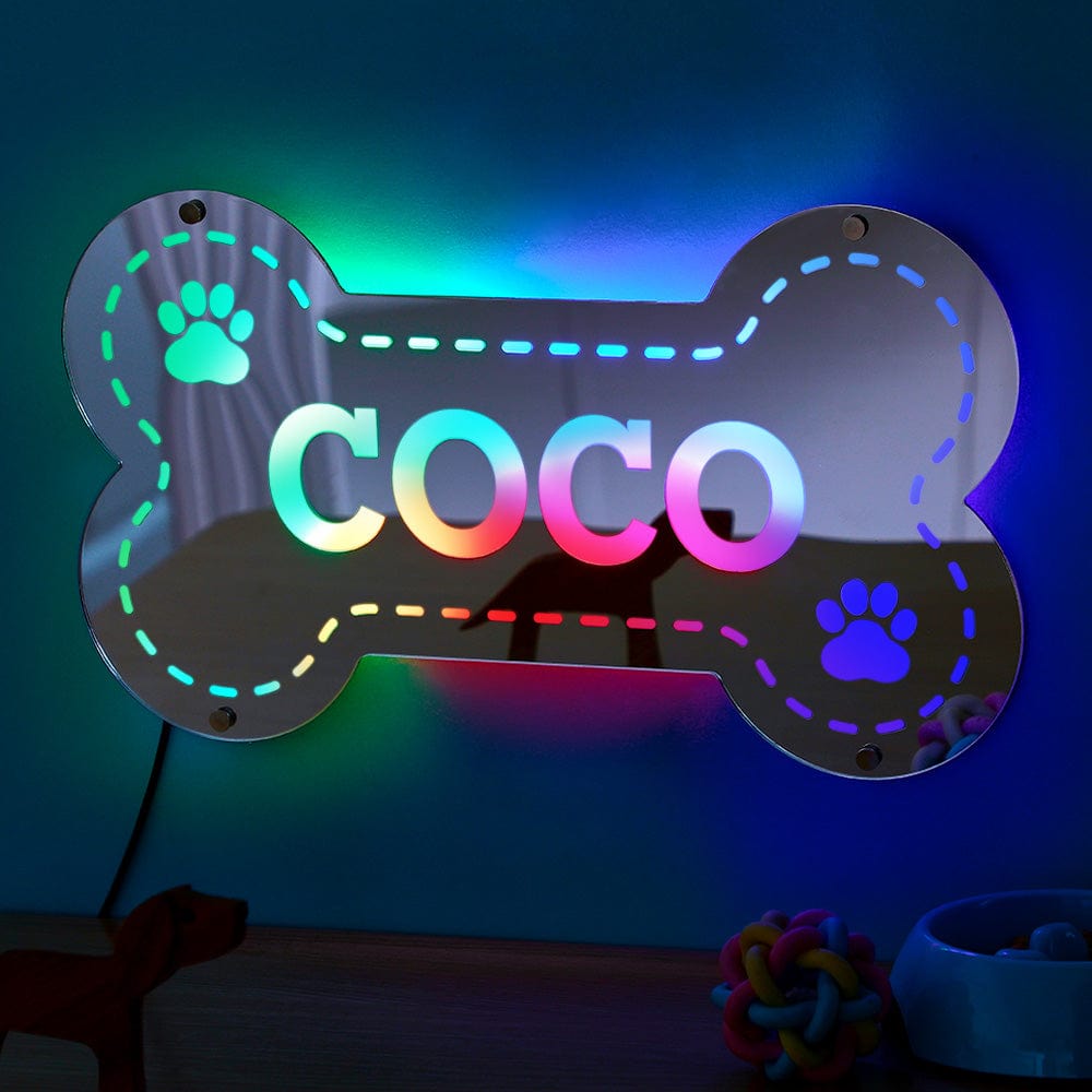Custom Name Mirror Light Creative Bone Pet Home Gift - Image 2