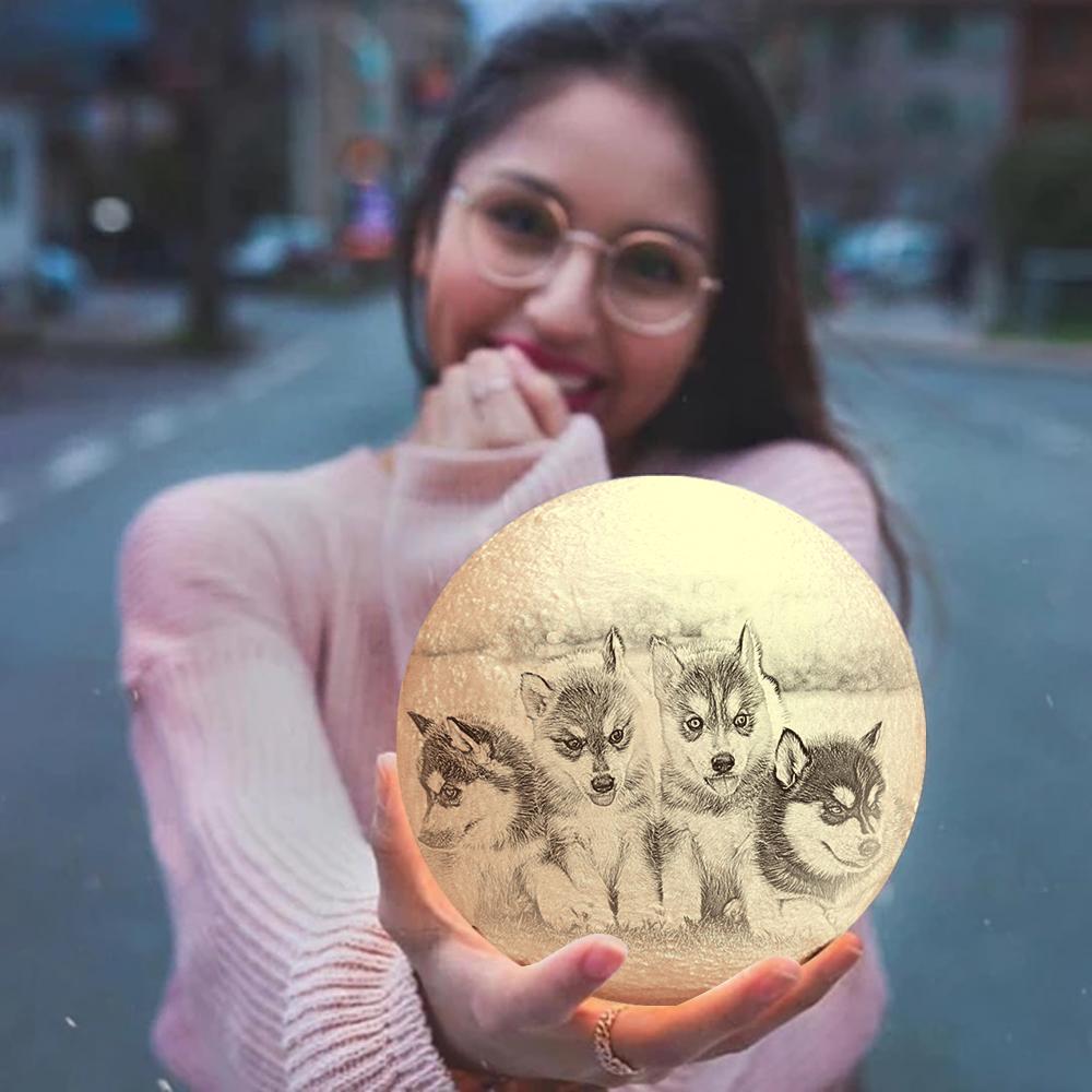 Pet Sympathy Gift Custom Moon Lamp - Touch Two Colors - Image 3