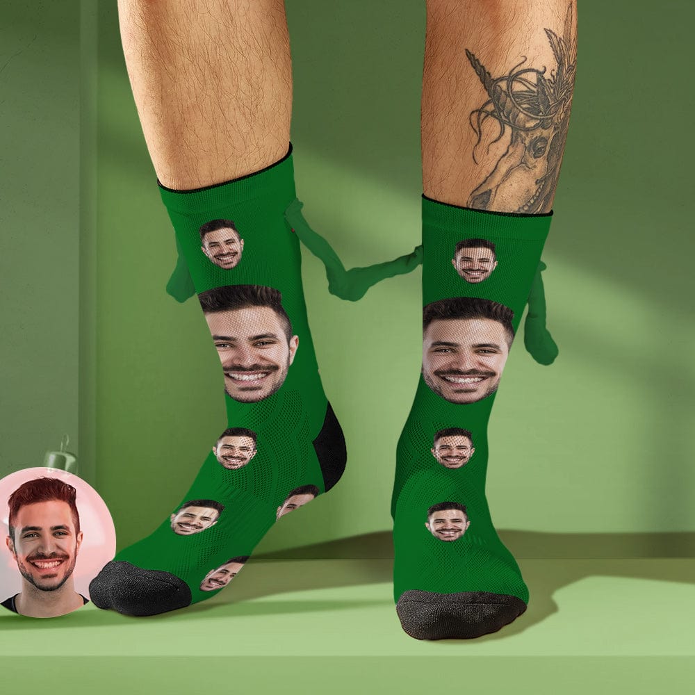 Custom Face Socks Magnetic Holding Hands Socks Funny Doll Mid Tube Socks Christmas Gifts - Image 2