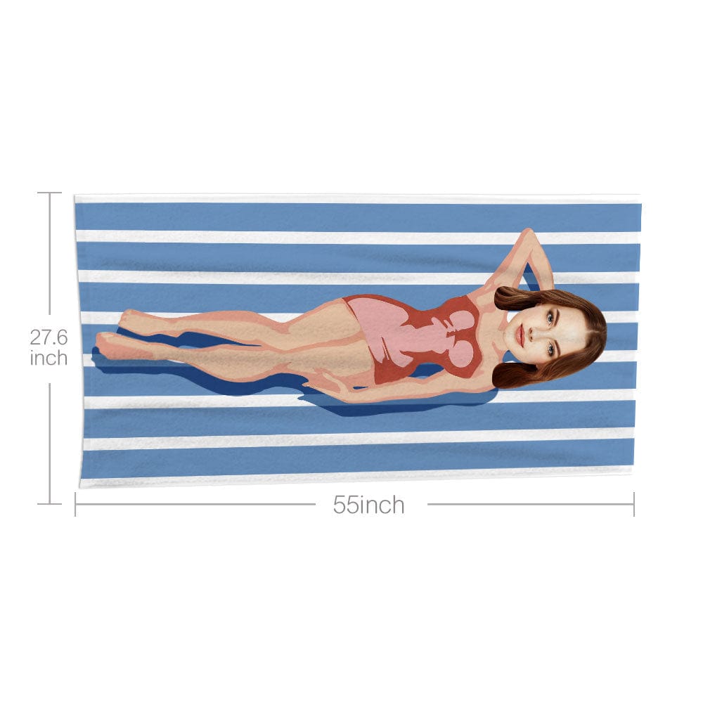 Custom Face Beach Towel Personalized Red Dress Beach Towel Funny Gift for Summer - Image 3