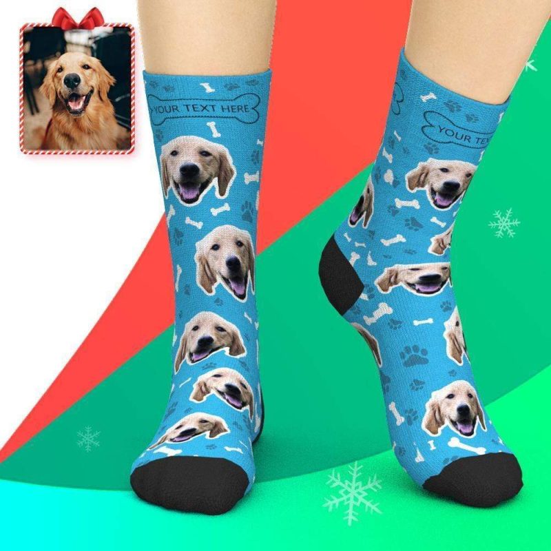 Custom Dog Face Socks With Your Text 3D preview