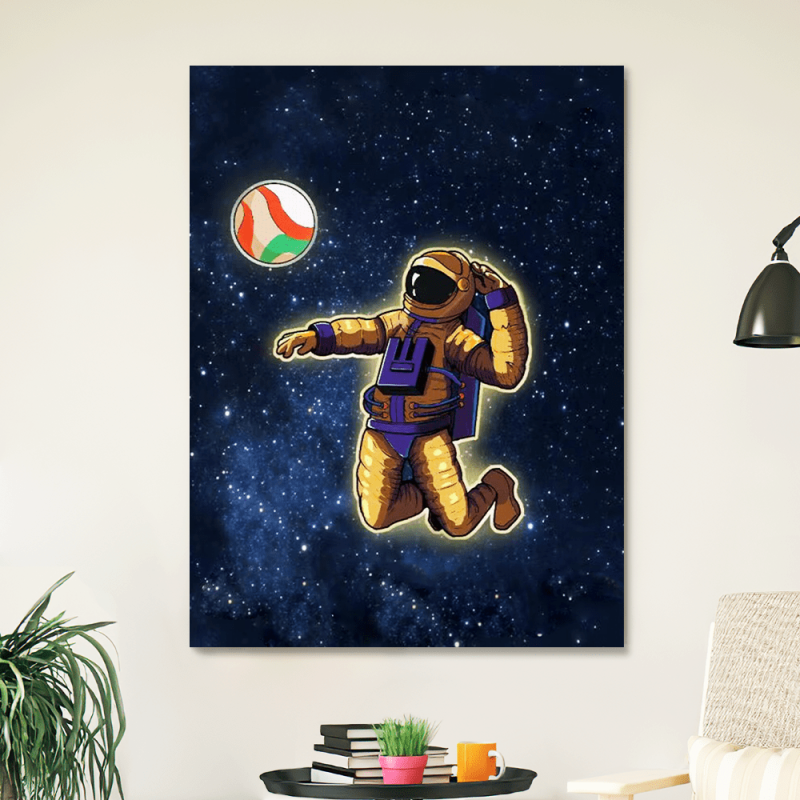 Trippy Drawings Canvas Astronaut Playing Volleyball Trippy Housewarming Gifts for Men
