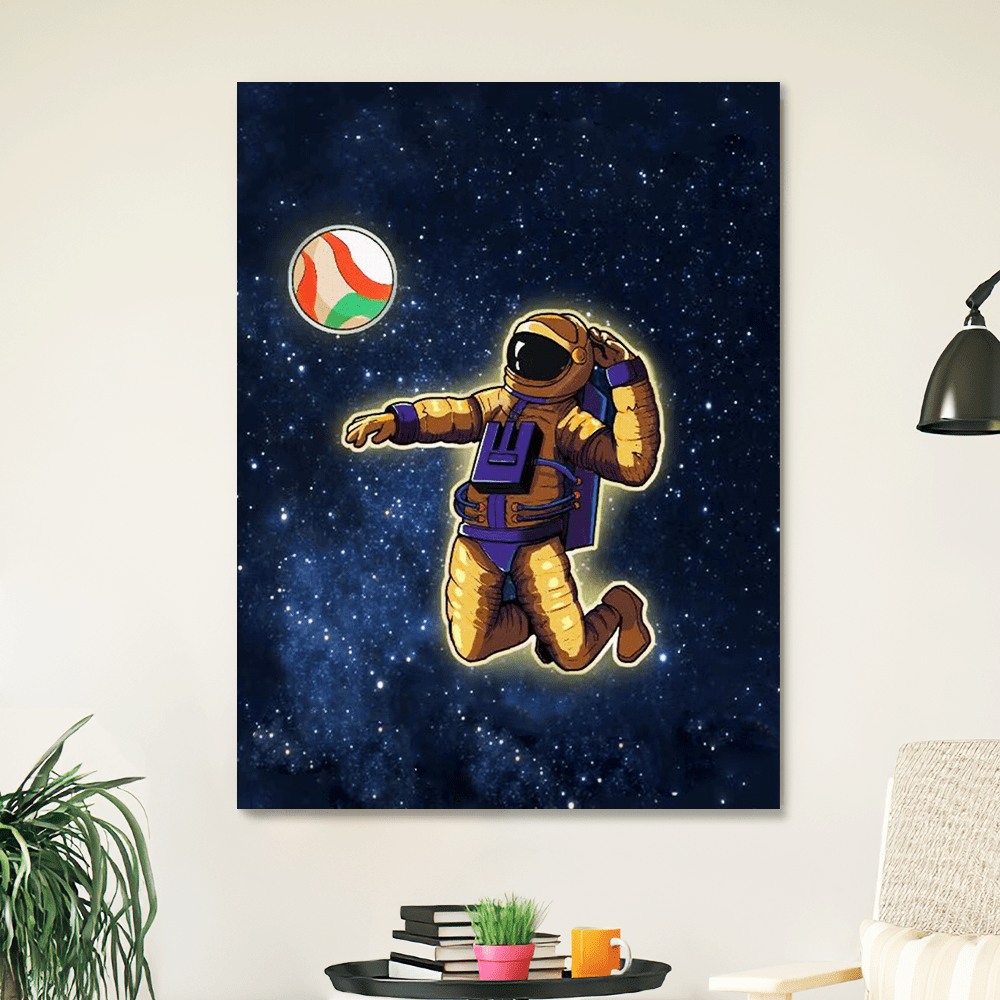 Trippy Drawings Canvas Astronaut Playing Volleyball Trippy Housewarming Gifts for Men