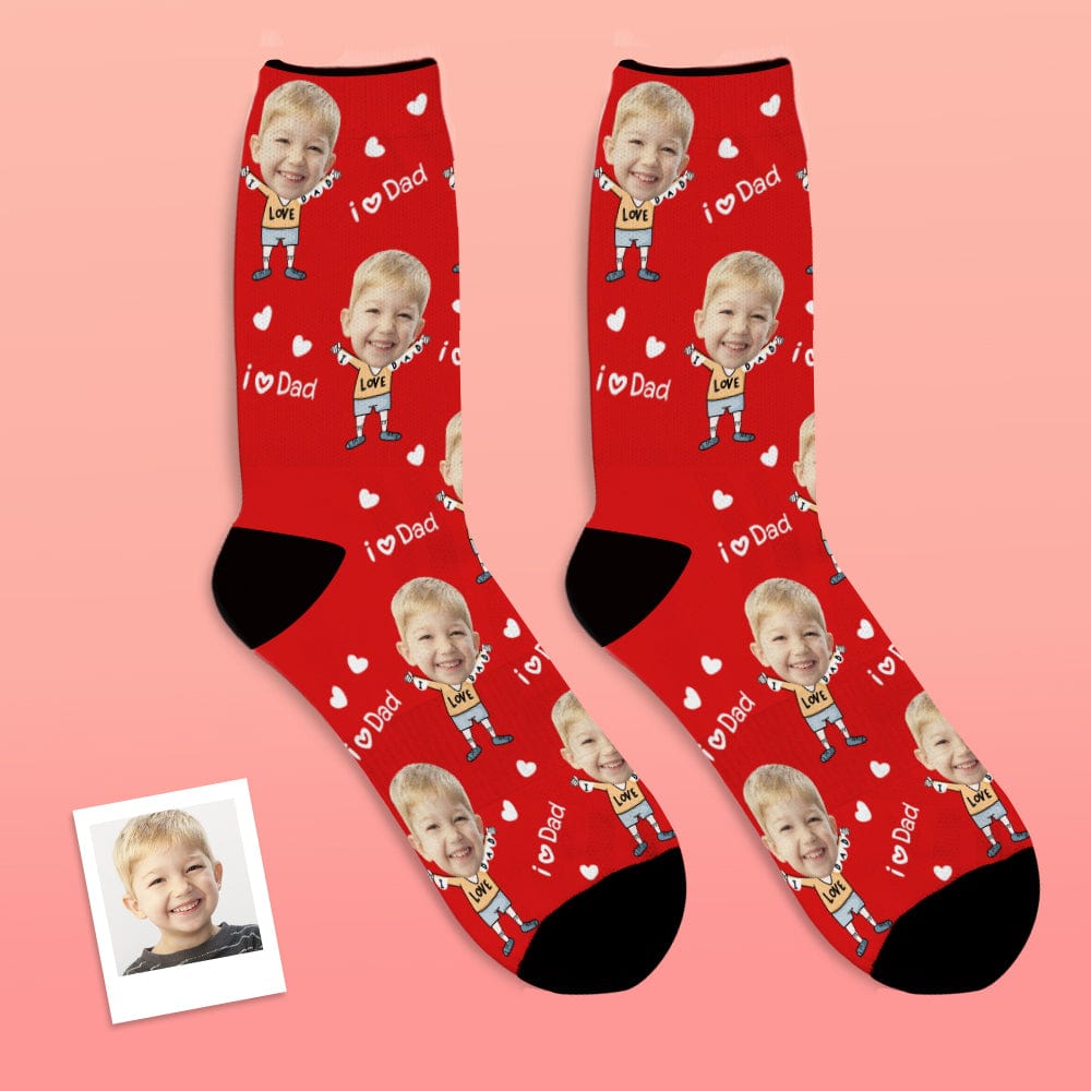 Father's Day Socks Custom Socks with 2 Faces 8 Colors - I Love Dad - Image 2