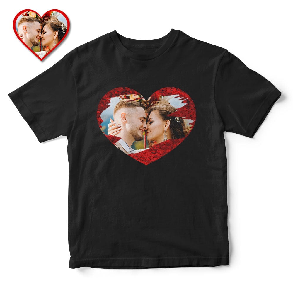 Custom Sequin T-Shirt Personalized Photo Sequin T-Shirt Valentine's Day present - Image 2