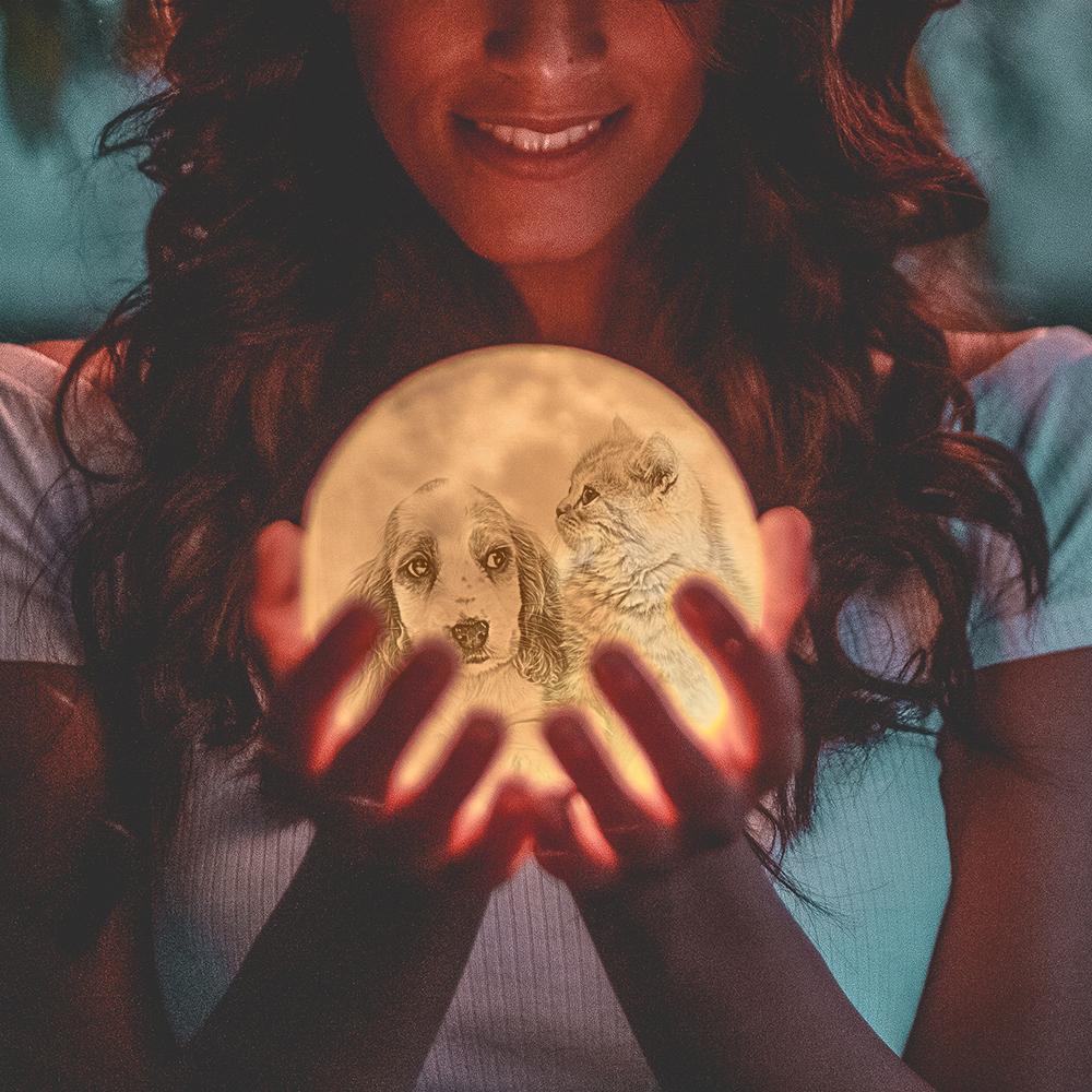 Pet Memorial Gifts 3D Moon Lamp - Remote Control 16 Colors - Image 3