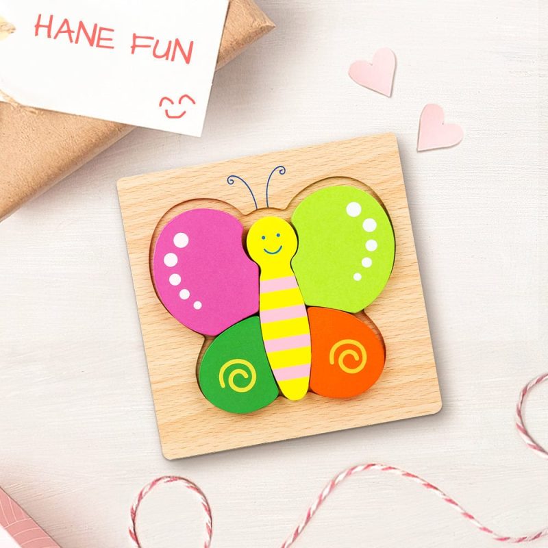 Wooden 3D Jigsaw Puzzle Butterfly Shape Puzzles Educational Learning Montessori Toys for Toddlers
