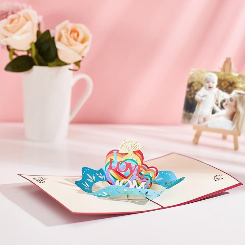 Mother’s Day Card – “I Love Mom” Theme 3D Creative Card
