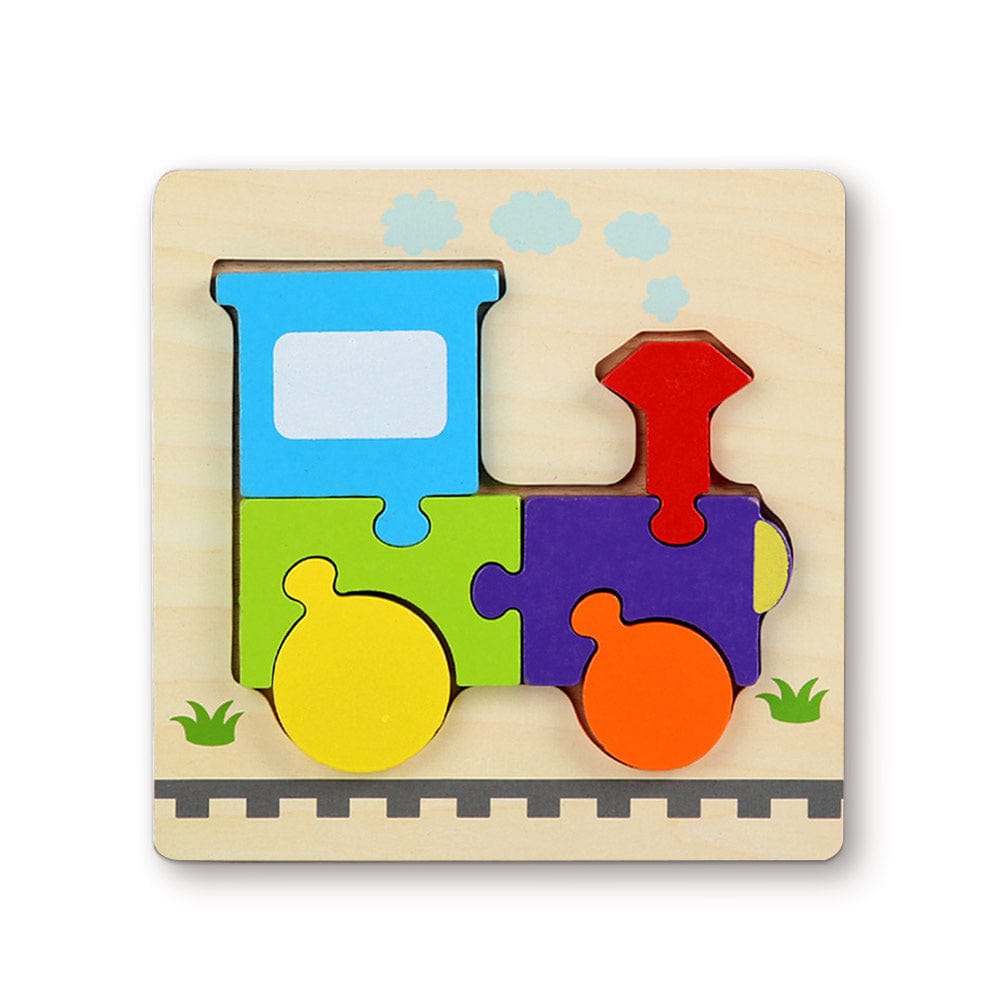 Wooden 3D Jigsaw Puzzle Train Shape Puzzles Educational Learning Montessori Toys for Toddlers - Image 2