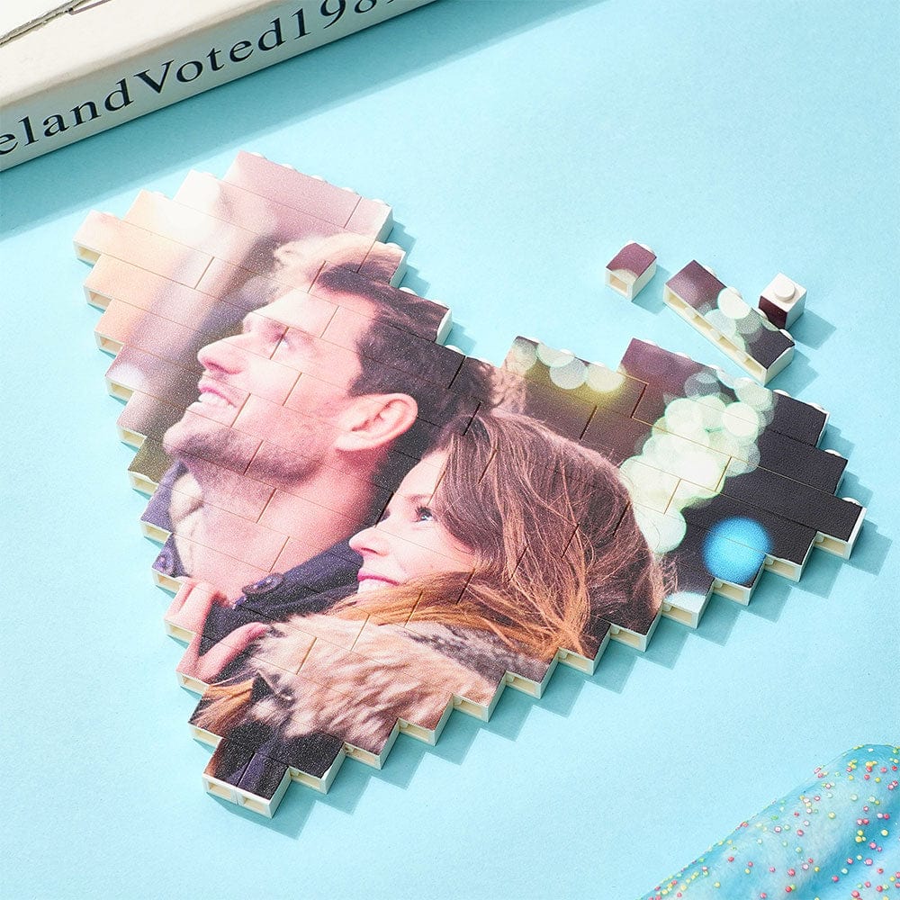 Gifts for Her Custom Building Brick Personalised Photo Block Heart Shaped - Image 5