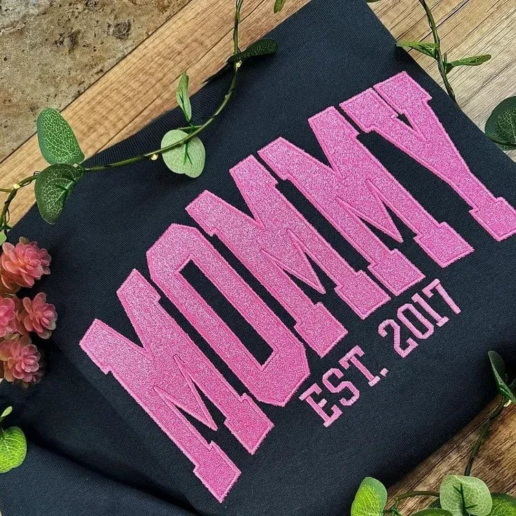 Personalised Embroidered Glitter Vinyl MAMA Sweatshirt Gifts for Mom & Grandma