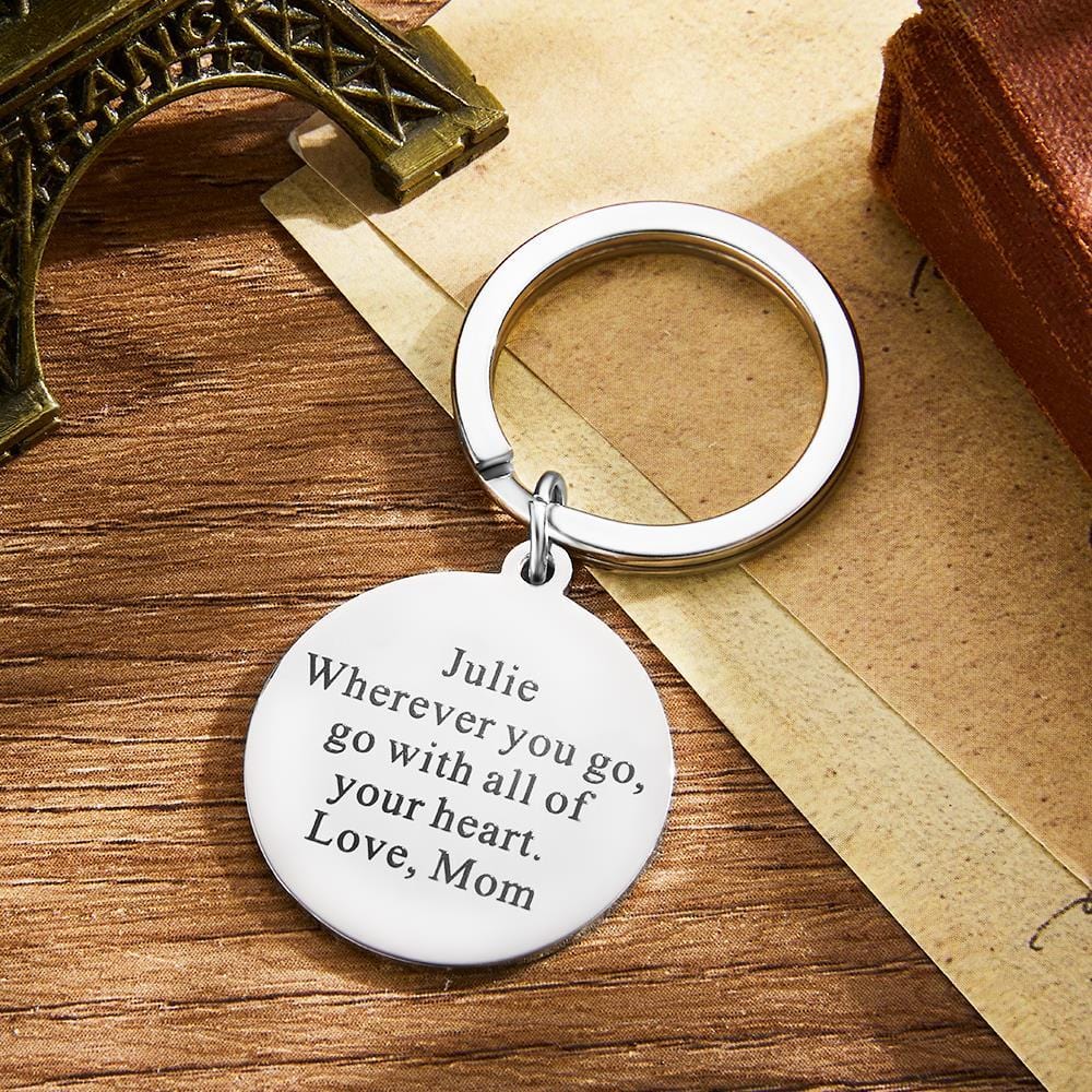 Custom Engraved Compass Keychain Personalized Key Ring Unique Gift - Image 2