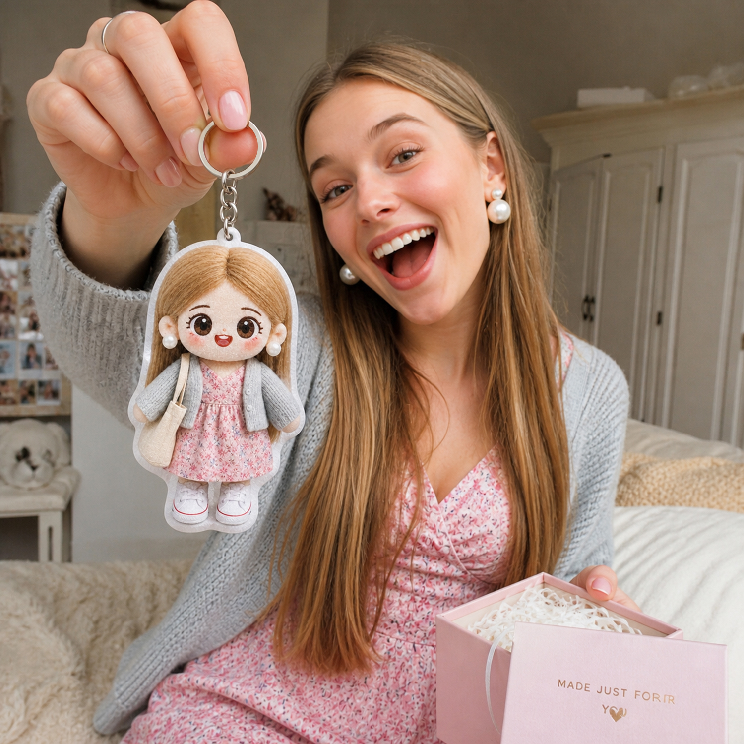 Custom Mini Me Keychain Doll Gift For Birthday Valentines Day Personalized Photo Cotton Doll Keyring For Her Him 9 - Image 2
