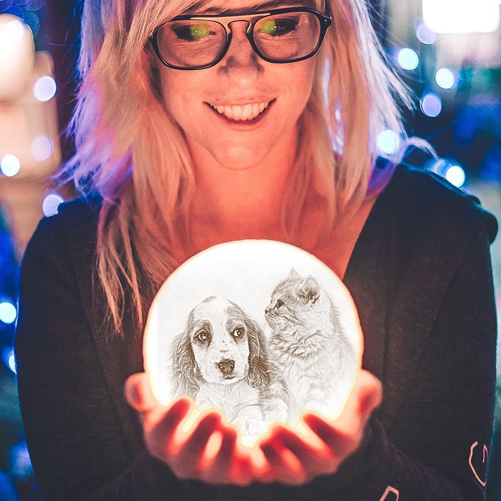 Pet Memorial Gifts 3D Moon Lamp - Remote Control 16 Colors - Image 4