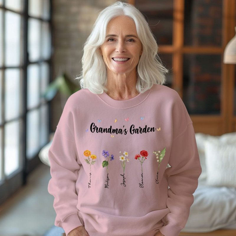 Custom Grandma’s Garden Sweatshirt Personalized Birth Flower Mother’s Day Sweatshirt Mother’s Day Gift