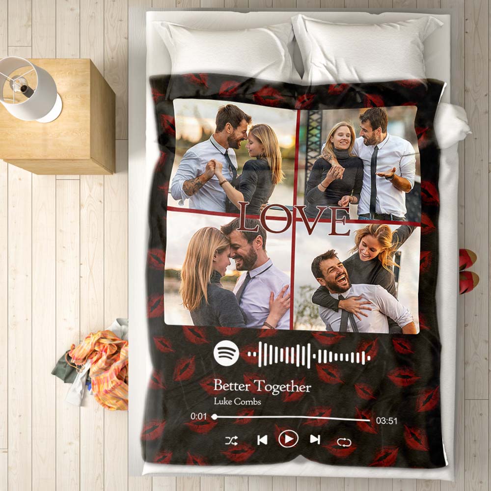 Custom Photo Blanket Spotify Music Code Blanket Valentine's Day Gift - Image 2