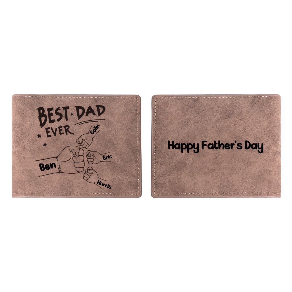 Custom Names Wallet Personalized Fists Bump Men's Bifold Wallet for Him - Image 2