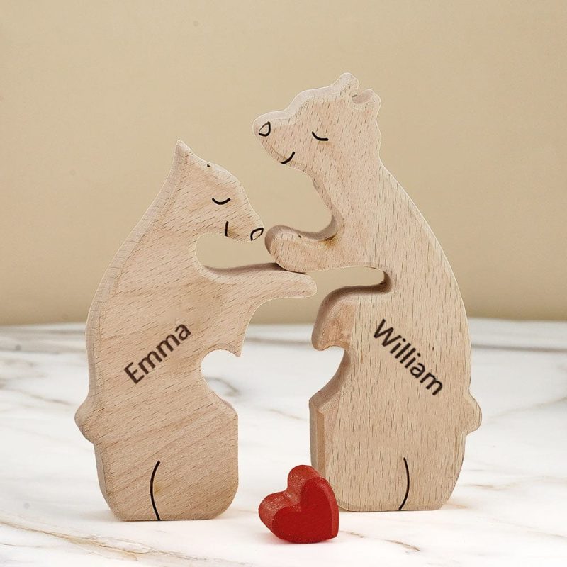 Custom Bears Names Puzzle Wooden Plaque for Family Home Decor Gifts